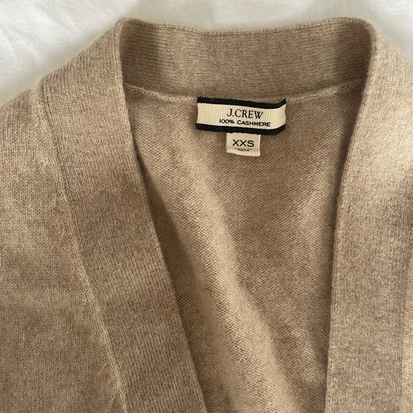 J Crew 100% cashmere tan sweater “Cashmere patch-pocket cardigan sweater” - Picture 2 of 5